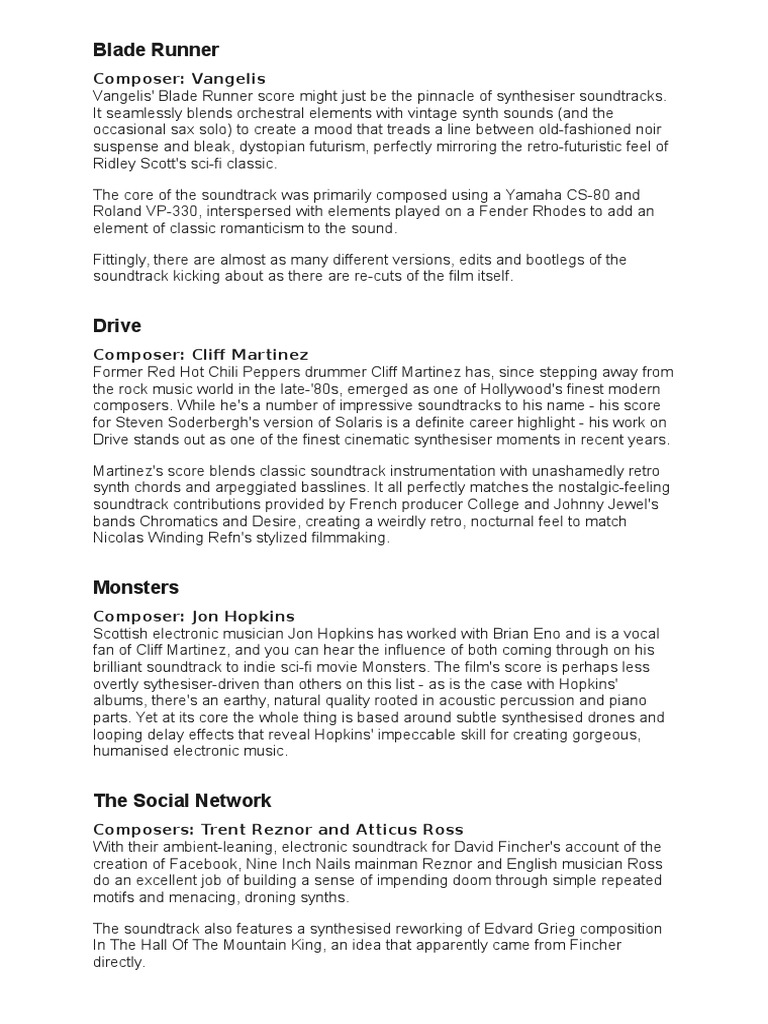 Synthesis in Films PDF Synthesizer Composers