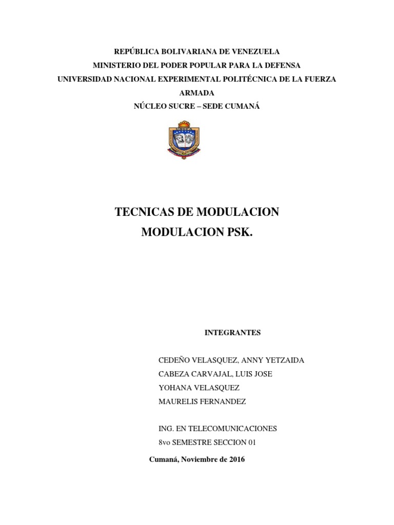 Modulacion Psk-Grupo 6 | PDF | Tecnología de medios | Telecomunicaciones