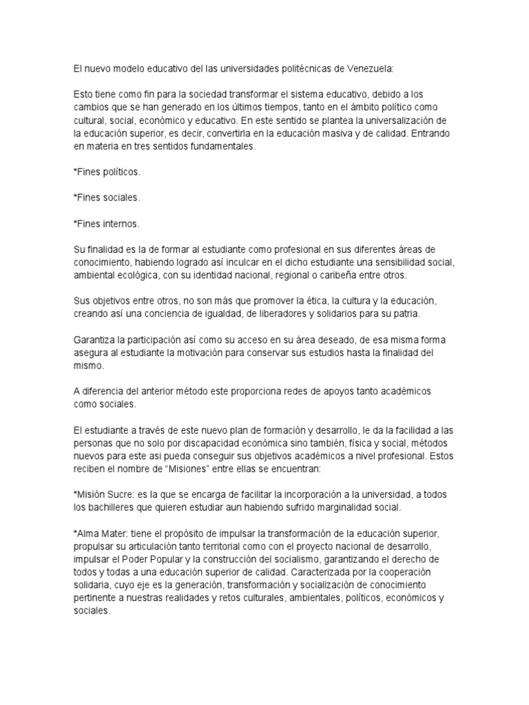 El Nuevo Modelo Educativo Del Las Universidades Politécnicas de