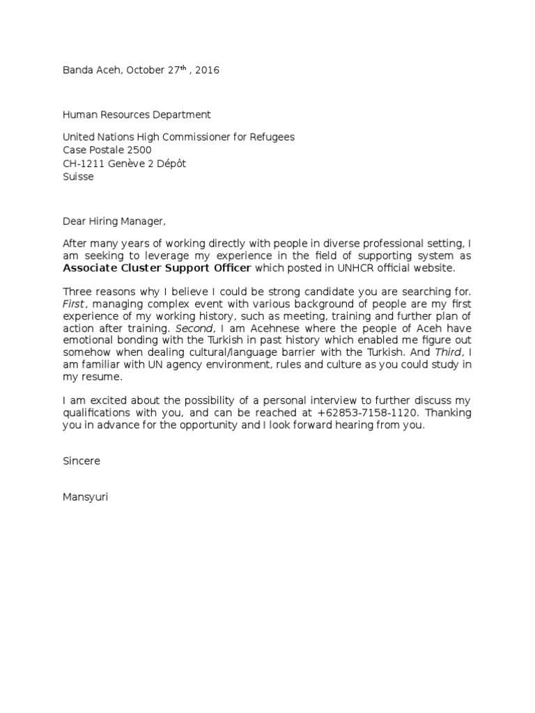 Associate Cluster Support Officer Application | PDF