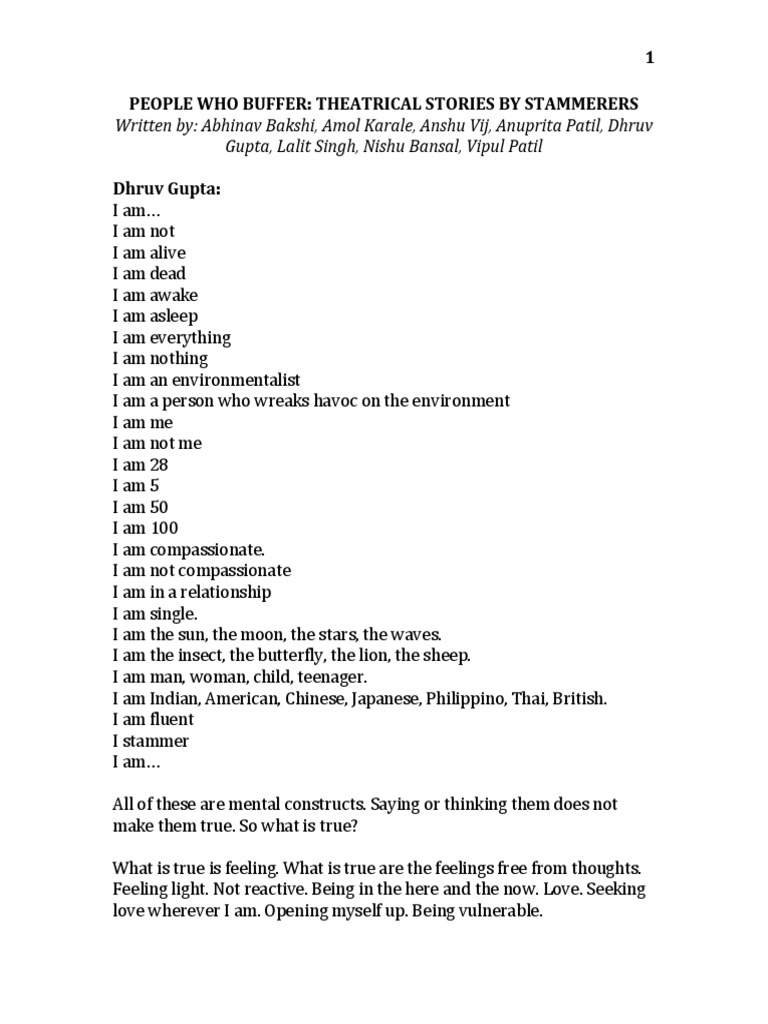 People Who Buffer Play Script.pdf | Stuttering | Dream