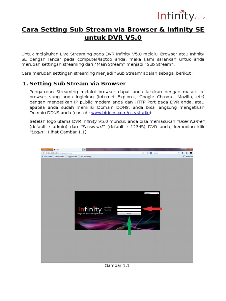 Setting Sub Stream di DVR Infinity V5.0 | PDF