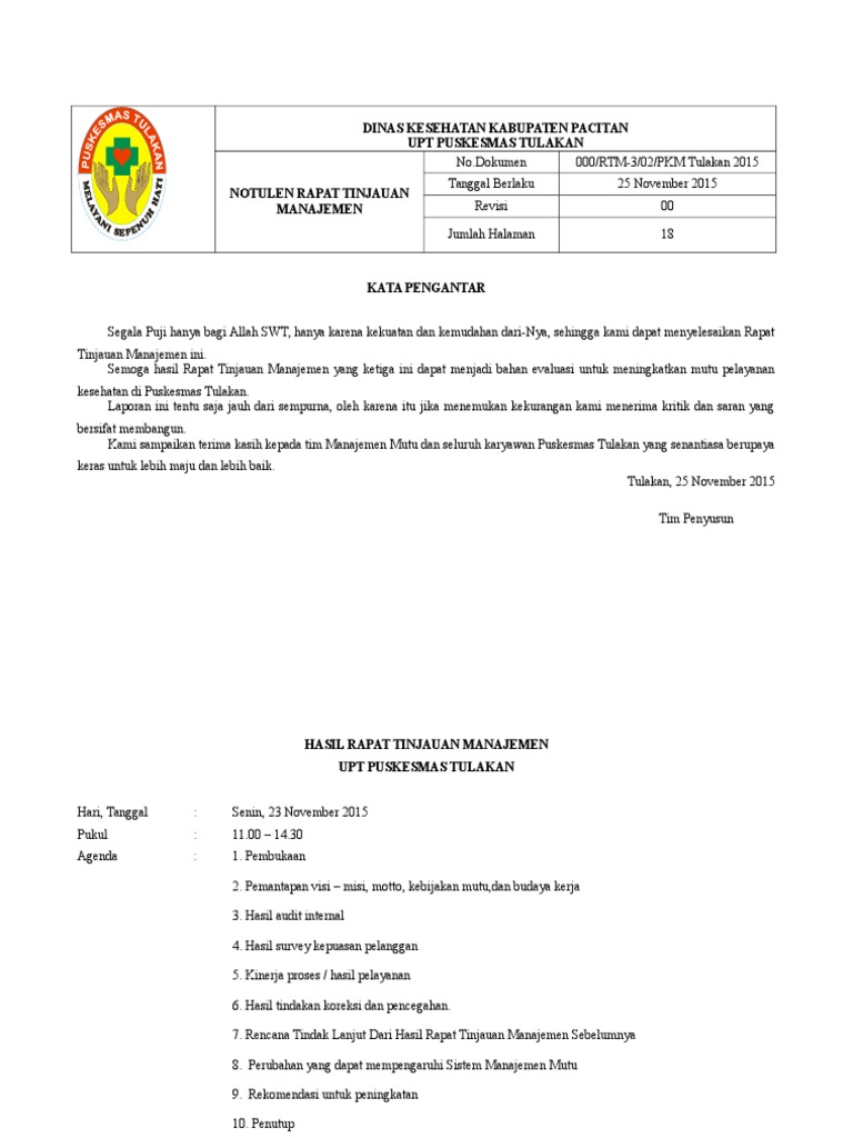 Evaluasi Manajemen Puskesmas Tulakan | PDF | Bisnis