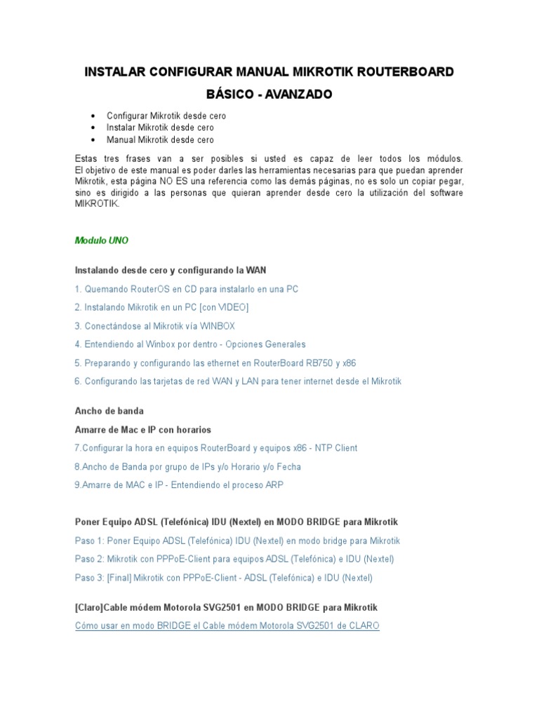 Guía Completa para Configurar Mikrotik | PDF | Dirección IP ...