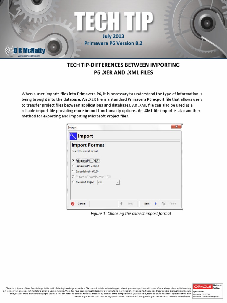 Tech Tip Differences Between Importing P6 .Xer and .XML Files PDF