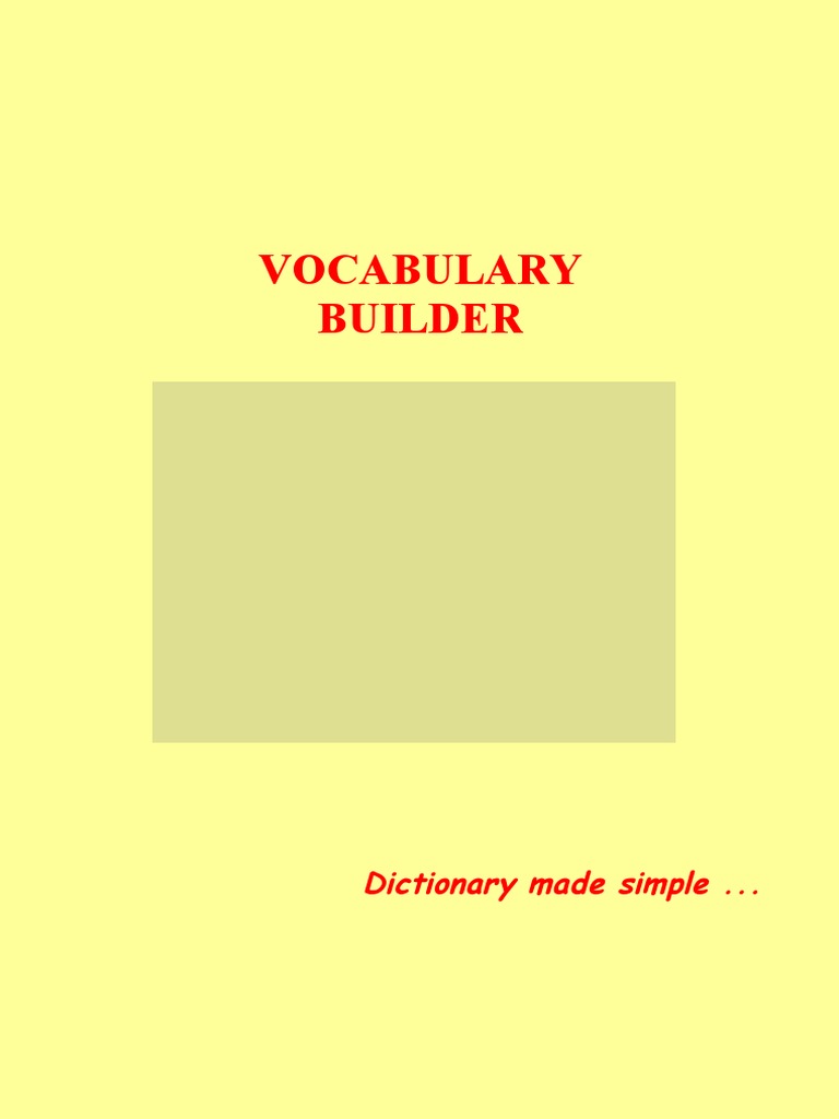 Vocabulary Builder PDF Dictionary English Language