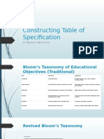 Constructing Table of Specification