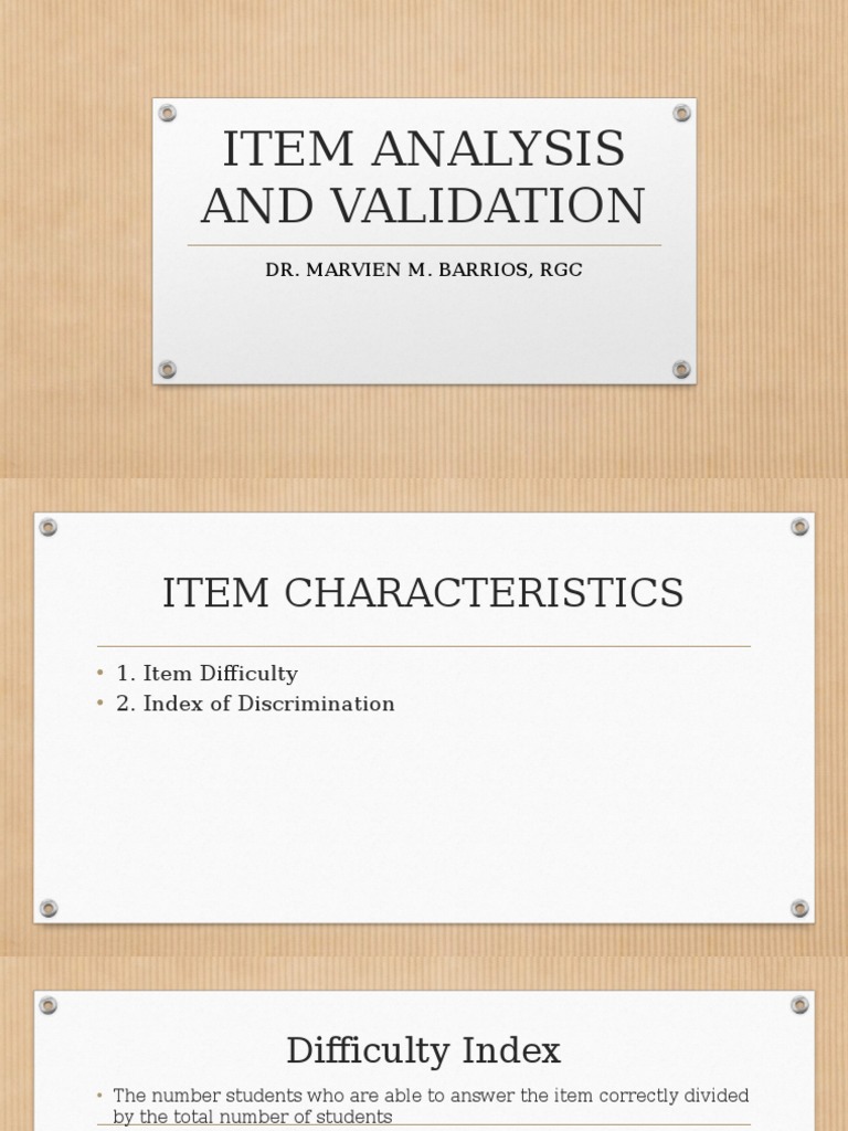 Item Analysis and Validation | PDF
