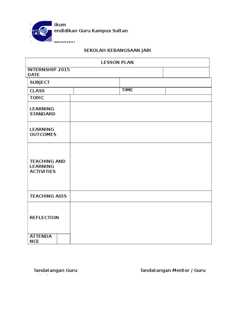 Format Lesson Plan | PDF