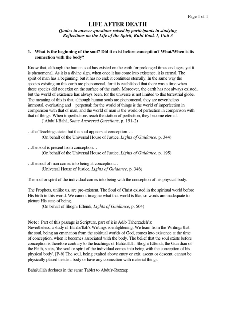 Life After Death | PDF | Soul | Abrahamic Religions