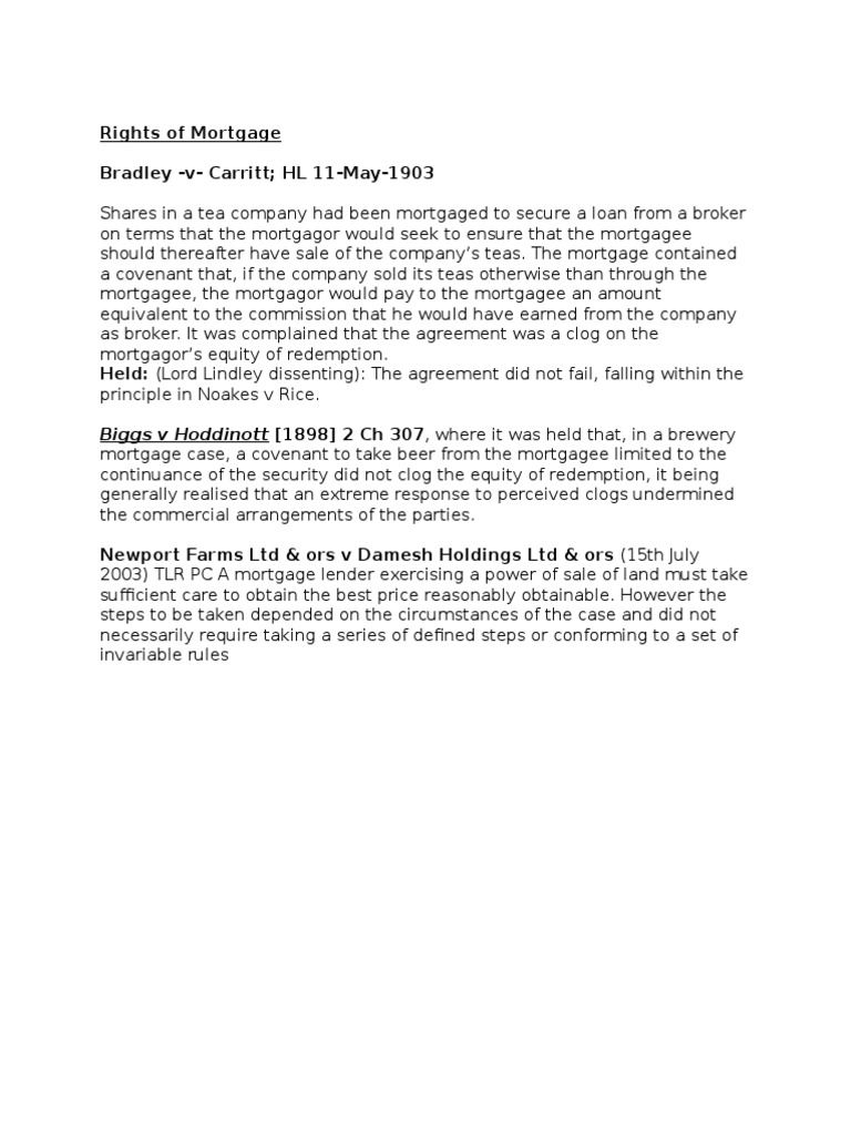 Mortgage Rights and Legal Cases | PDF | Mortgage Law | Lease