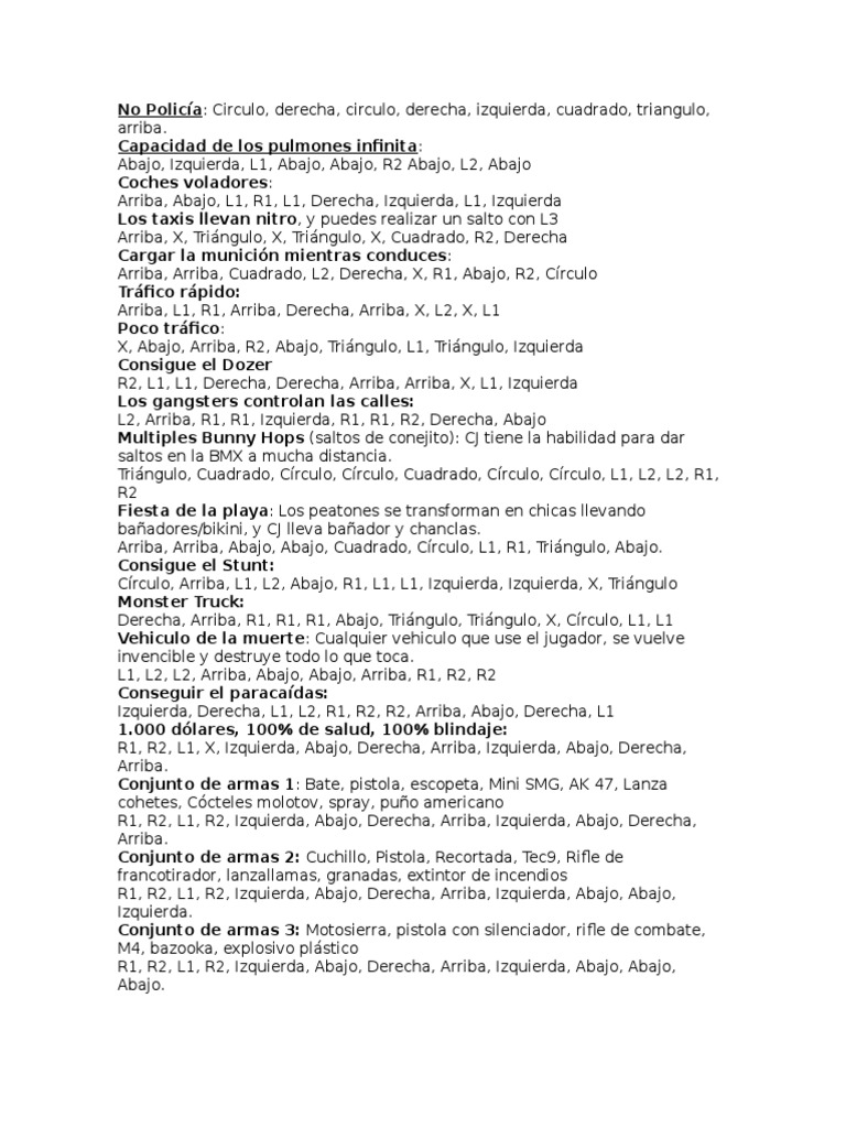 Claves de San Andreas de Ps2 PDF Agitación Conflicto armado