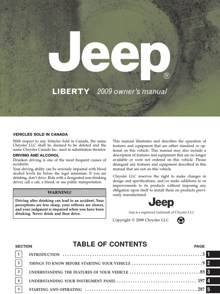 2009 Jeep Liberty Owners Manual.pdf | Seat Belt | Airbag