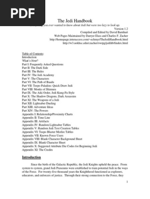 Star Wars - D6 - Unofficial Supplement - Jedi Handbook