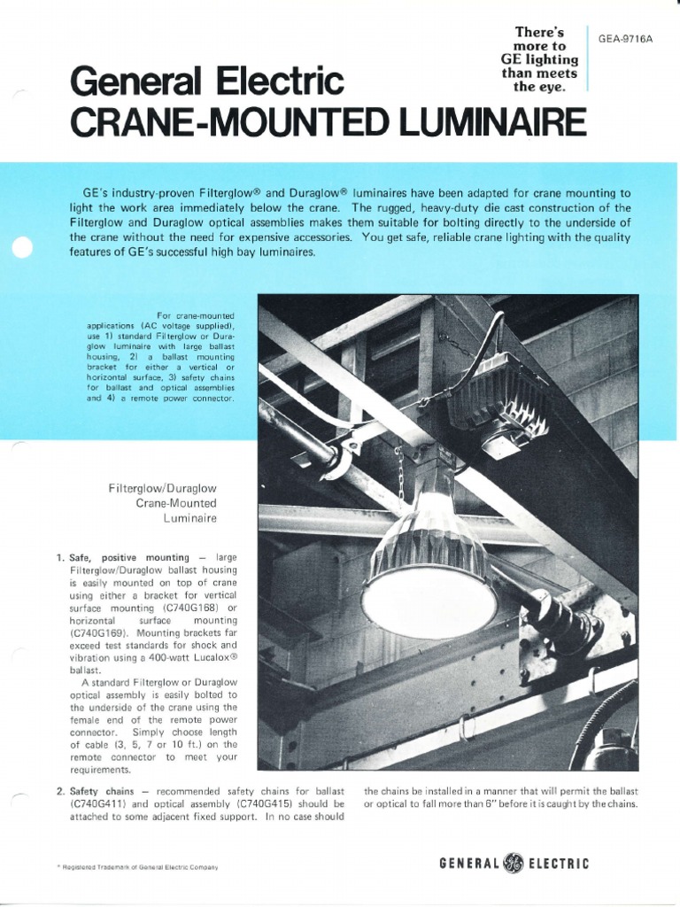 GE Lighting Systems Crane Mounted Luminaire Series Spec Sheet 381
