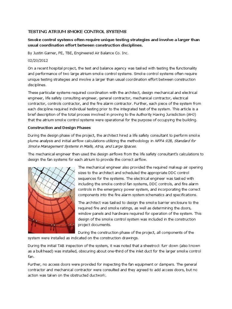 Smoke Management | PDF | Fire Sprinkler System | Duct (Flow)