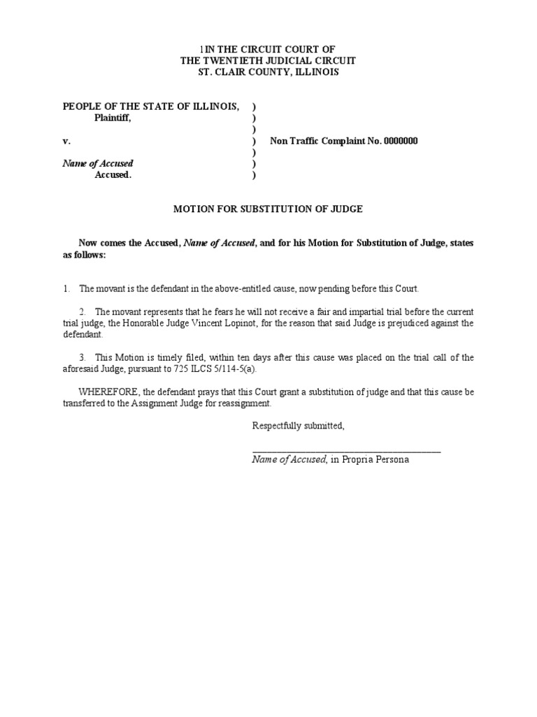 Motion for Substitution of Judge