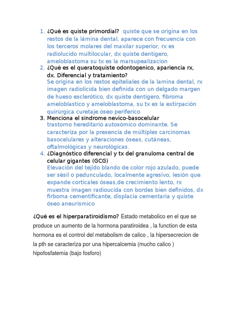 Qué Es Quiste Primordial Hueso Especialidades Medicas