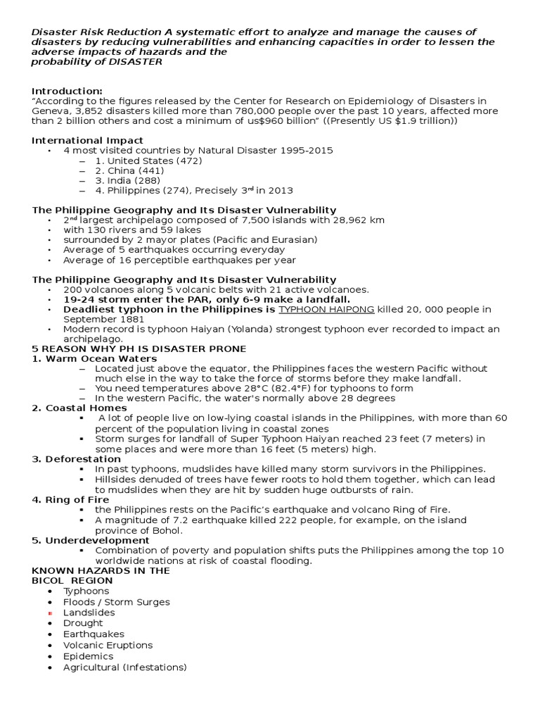 Disaster Readiness and Risk Reduction Handouts | PDF | Natural Hazards ...