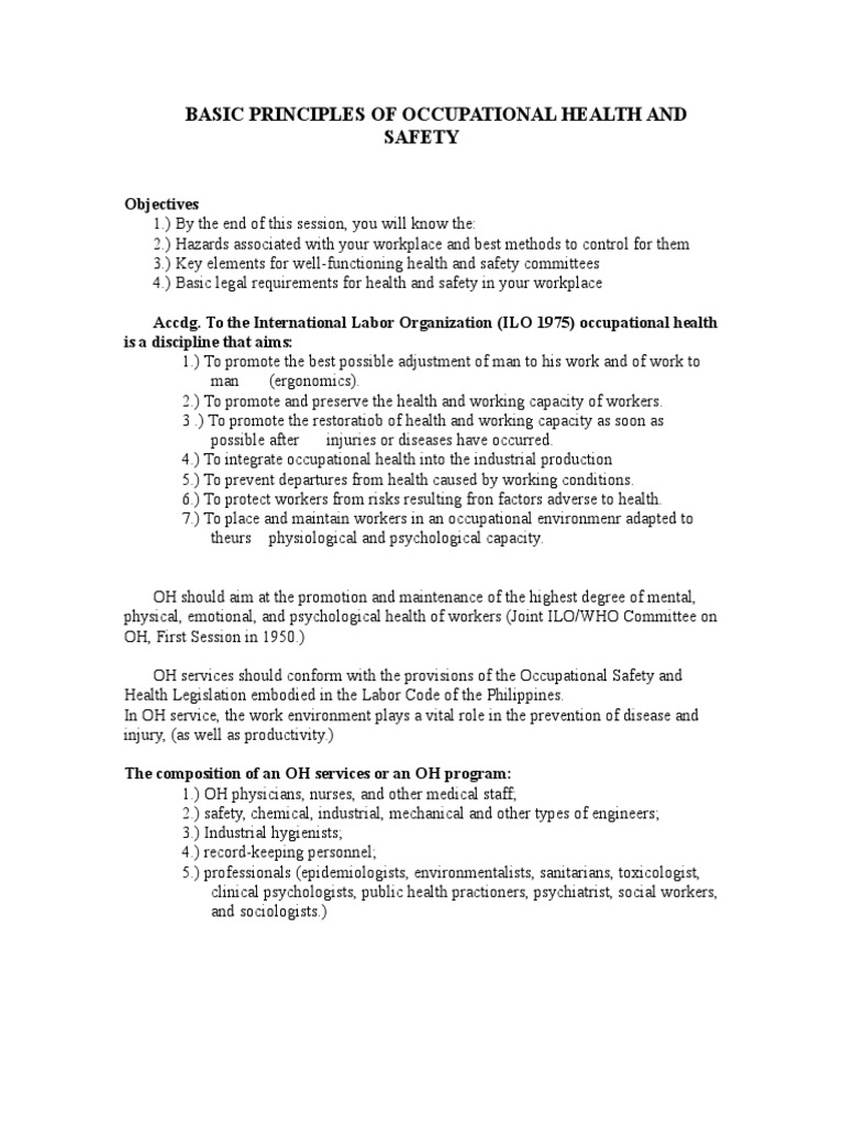 Basic Principles of Occupational Health and Safety 2 Occupational