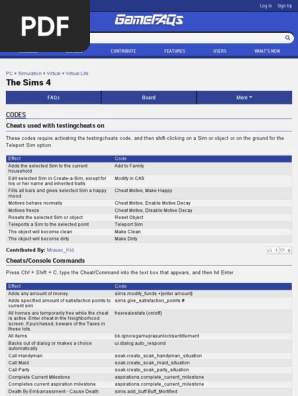 The Sims 4 Cheats, Codes, And Secrets for PC - GameFAQs