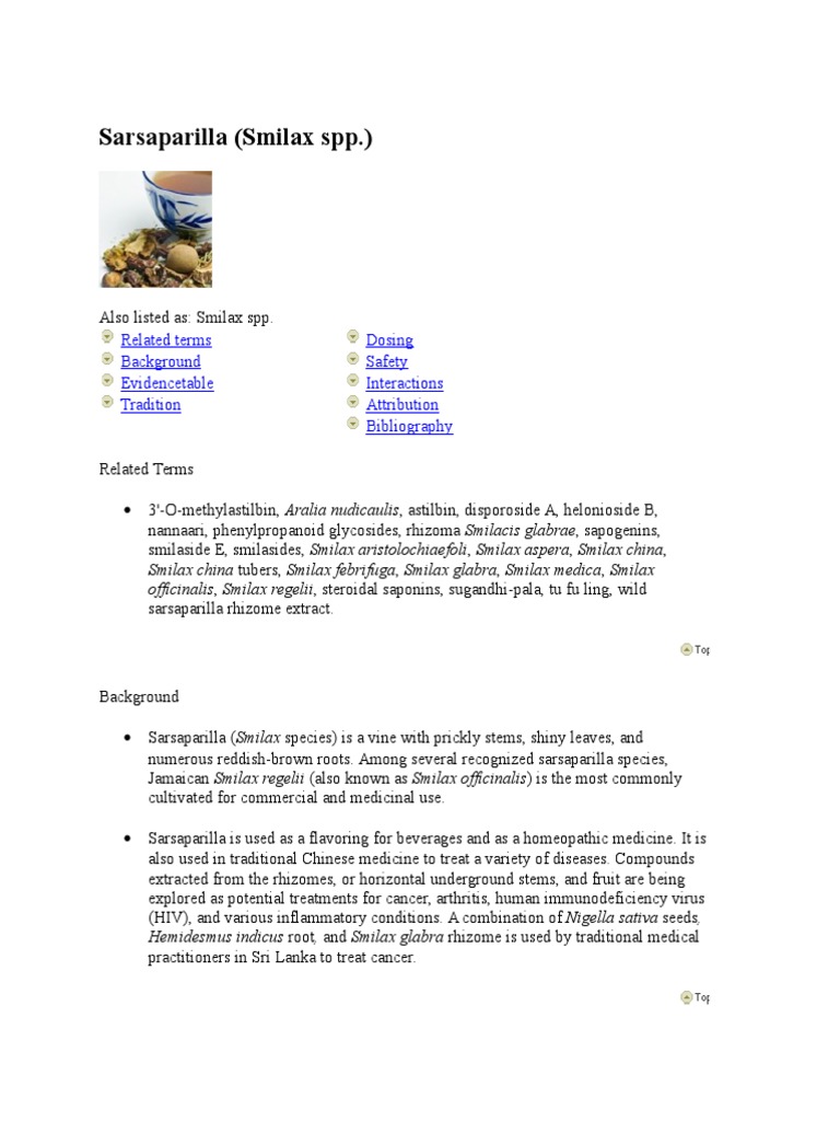Sarsaparilla Allergy Health Sciences