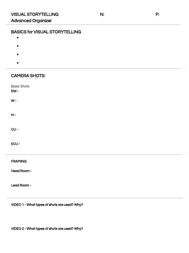 Visual Storytelling N: P: Advanced Organizer Basics For Visual ...