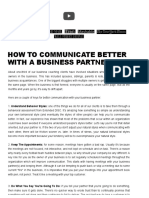 How To Communicate Better With A Business Partner by Adam Sonnhalter