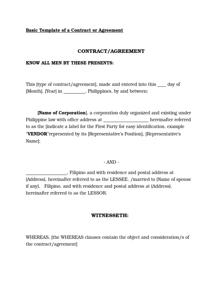 Basic Contract Template Example | PDF