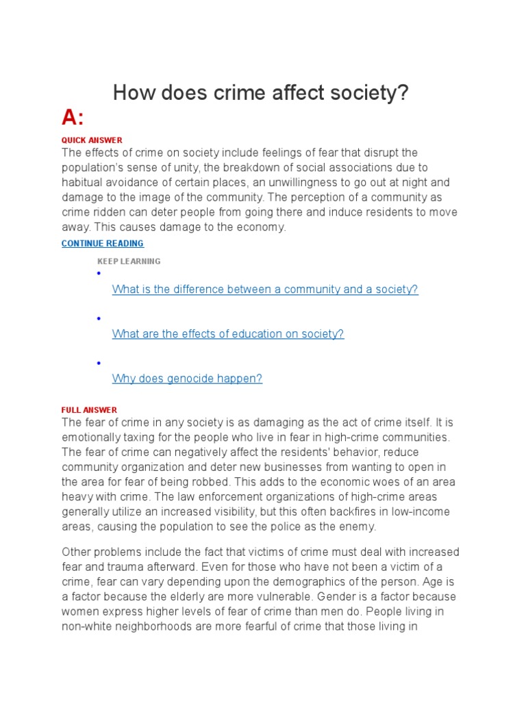 essay on crime and its causes