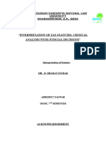 Interpretation of Tax Statutes-Critical Analysis With Judicial Decisions"