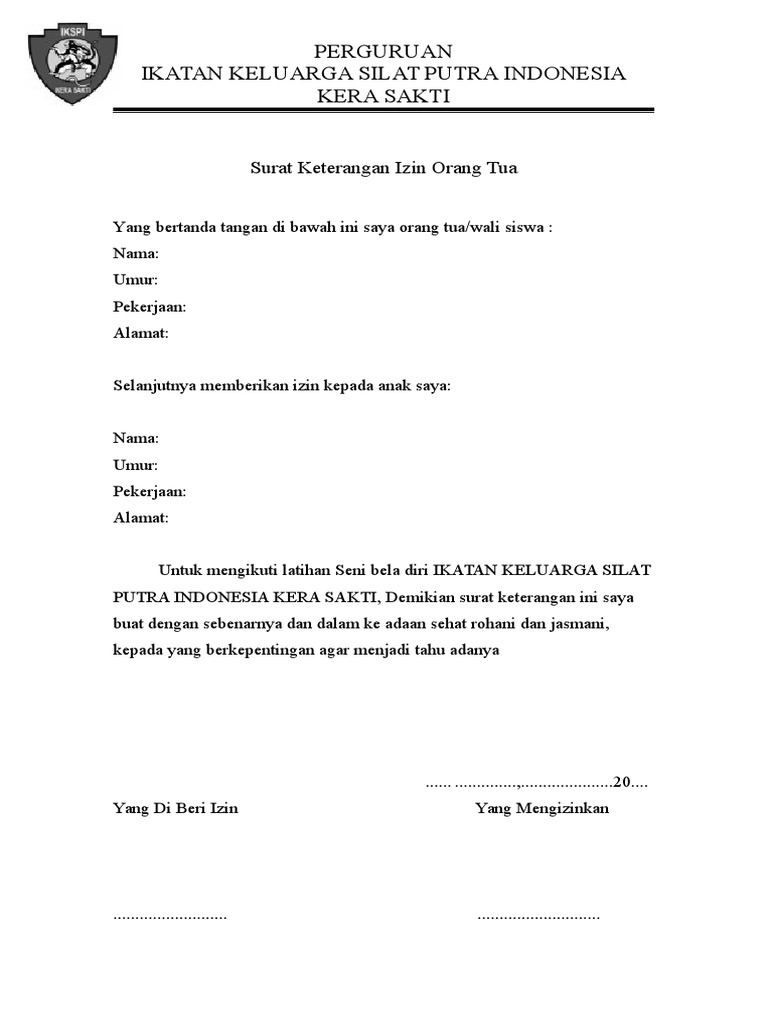 Dokumen Surat Izin Orang Tua Pdf