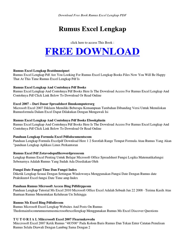 Rumus Excel Lengkap Pdf Pdf