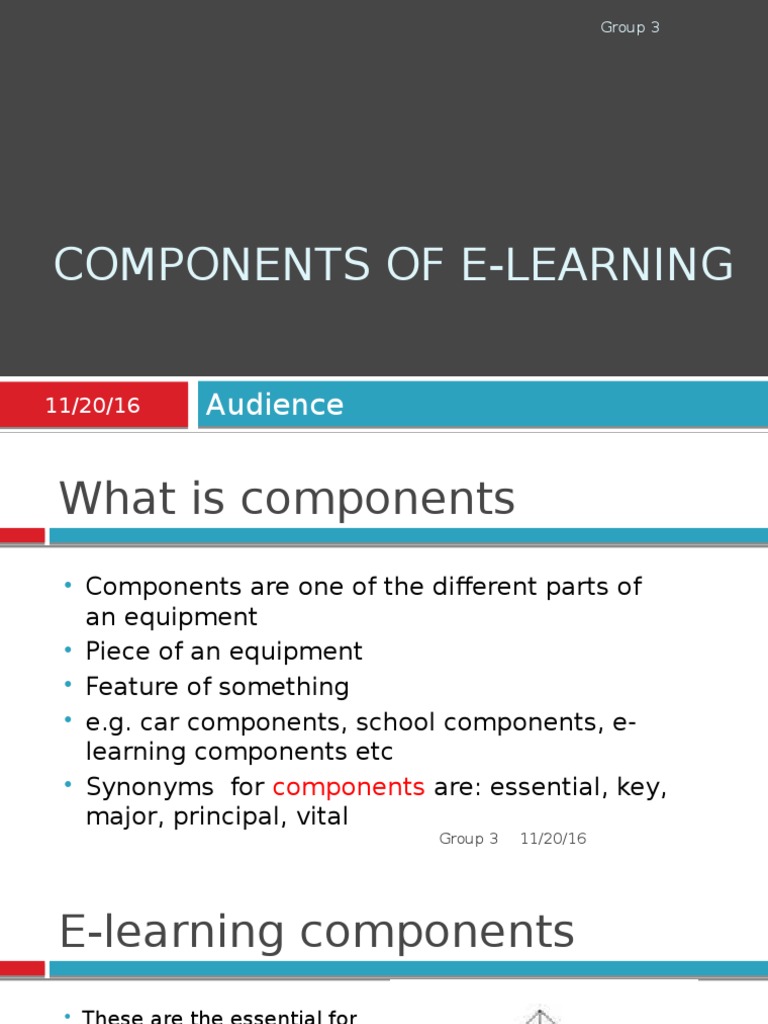 Components of ELearning PDF Educational Technology Learning