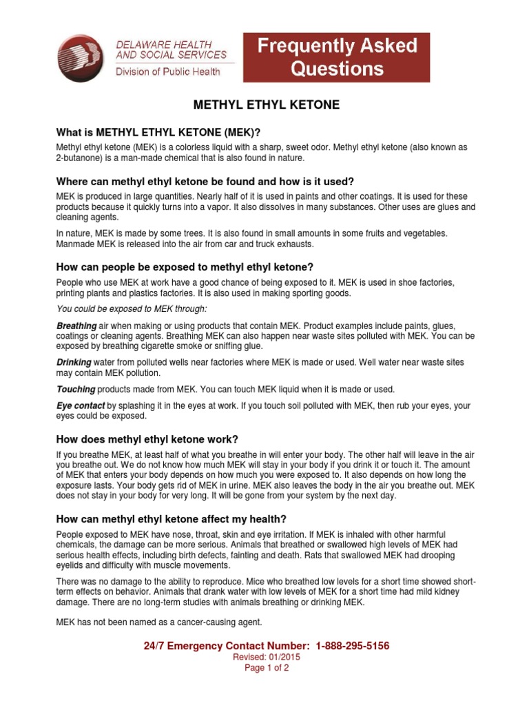 What Is Methyl Ethyl Ketone (Mek) ? | PDF | Occupational Safety And ...