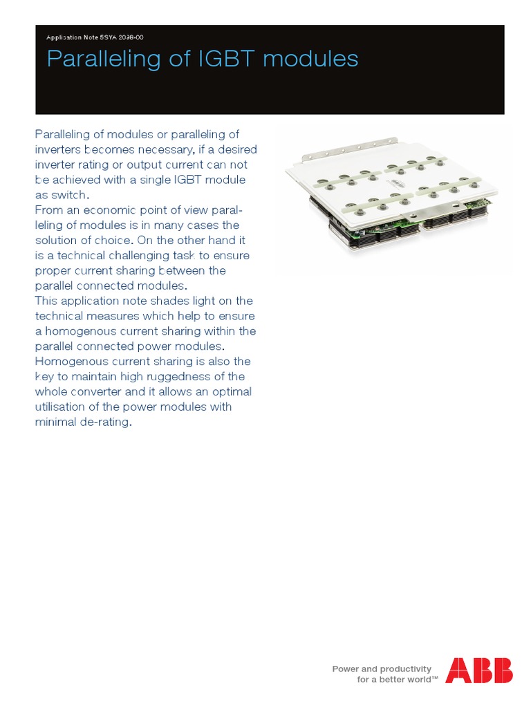 Paralleling of IGBT Modules Series And Parallel Circuits Electric