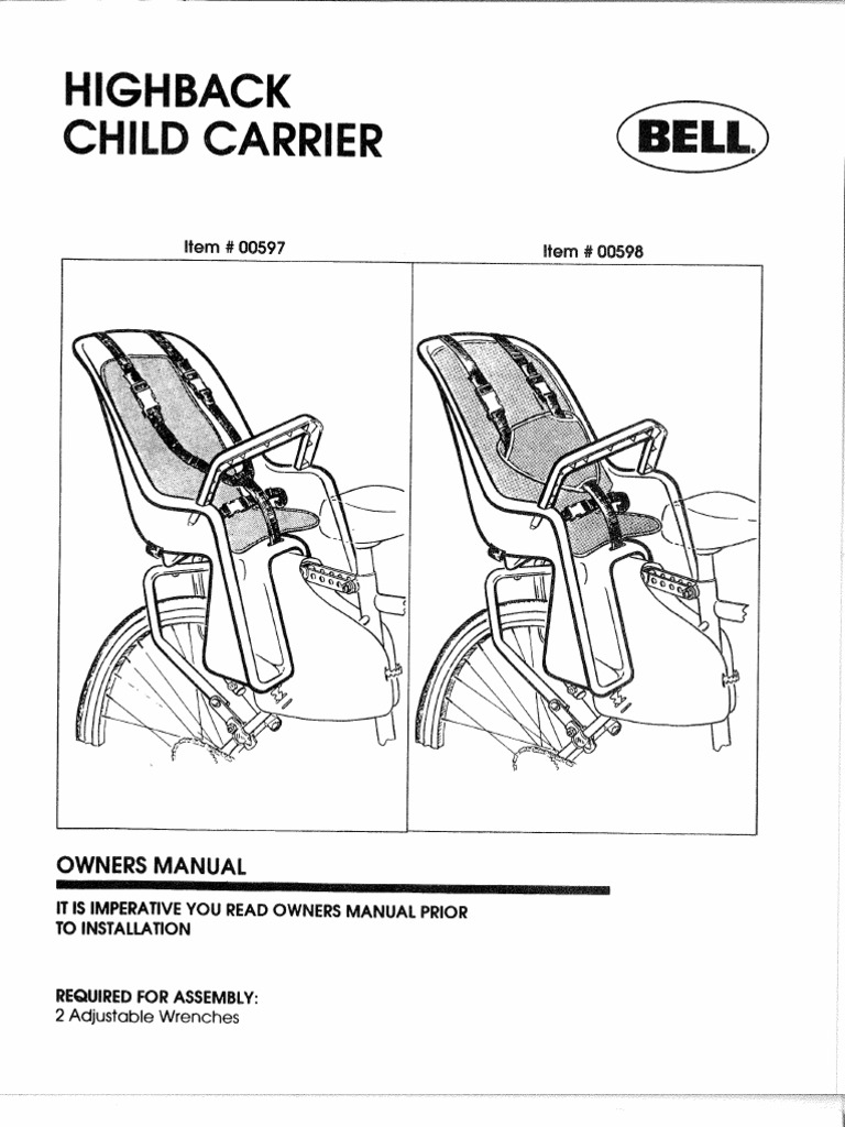 schwinn deluxe child carrier instruction manual