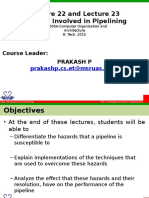 Lecture 22 and Lecture 23 Hazards Involved in Pipelining: Prakashp - Cs.et@msruas - Ac.in