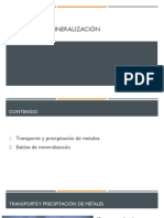 Procesos de mineralización: Transporte y precipitación de metales