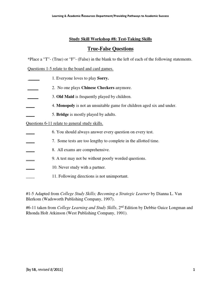 SS Video 8 Test Taking Skills 2016 PDF | PDF | Career & Growth | Self ...