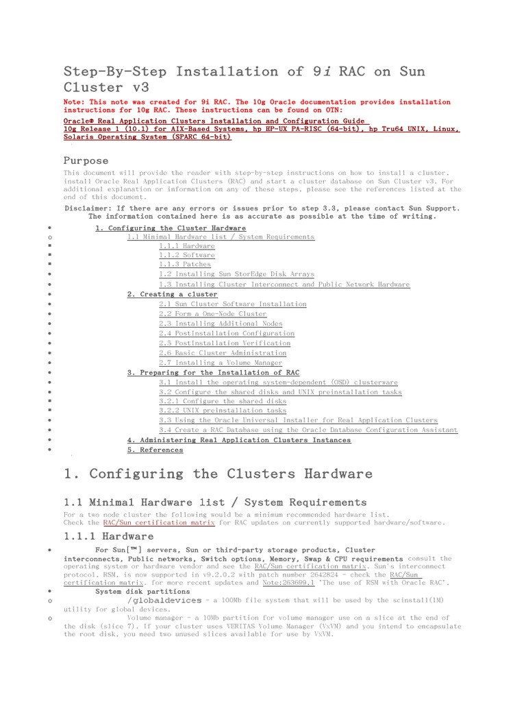 Step by Step Installation of 9i RAC On Sun Cluster v3 | PDF | Oracle ...