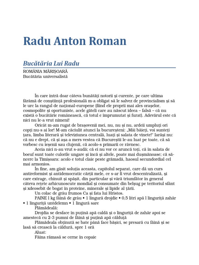 Radu Anton Roman Bucataria Lui Radu