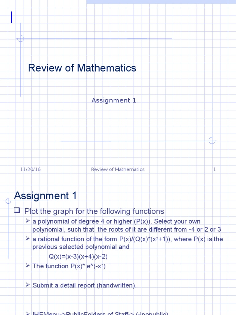 Review of Mathematics: Assignment 1 | PDF | Teaching Methods ...