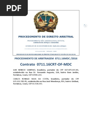 Contrato Para o Compromisso Arbitral Procedimento de Arbitragem Barbara