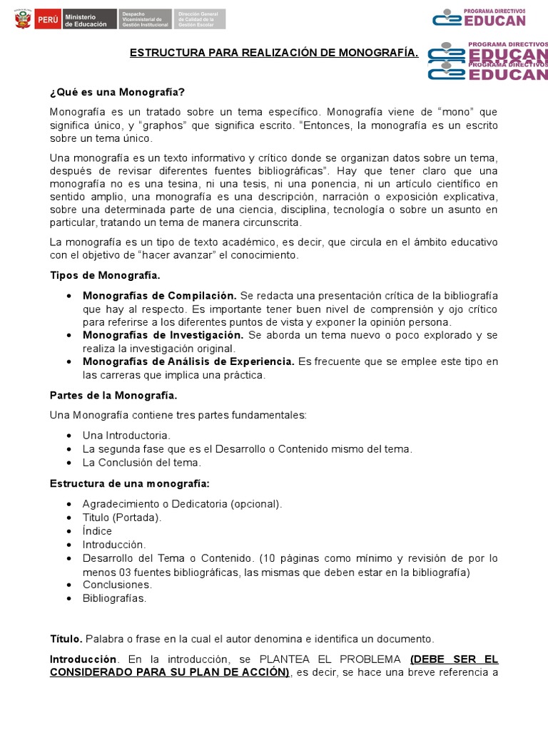 Estructura de Una Monografía Bibliografía Ciencia