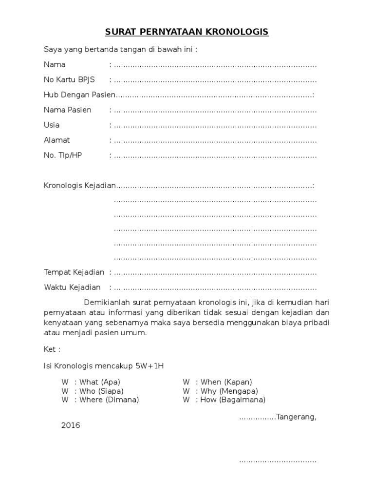 Surat Pernyataan Kronologis