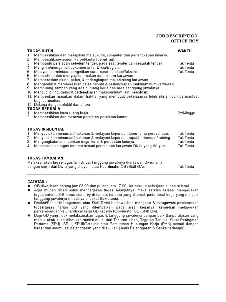 Job Description Ob | PDF