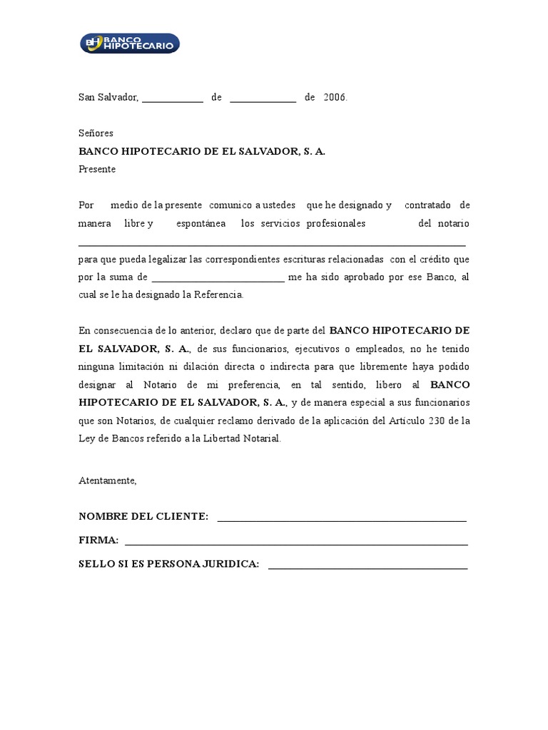 Anexo - Carta para Designación de Notario | PDF