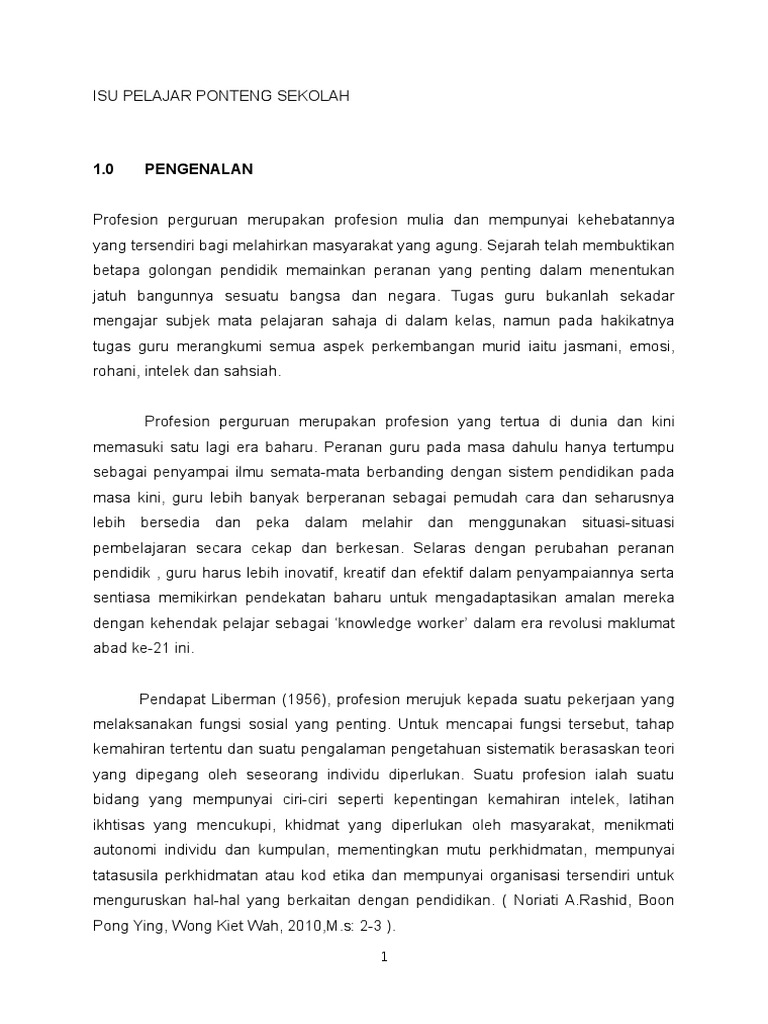 Definisi Ponteng Sekolah | PDF