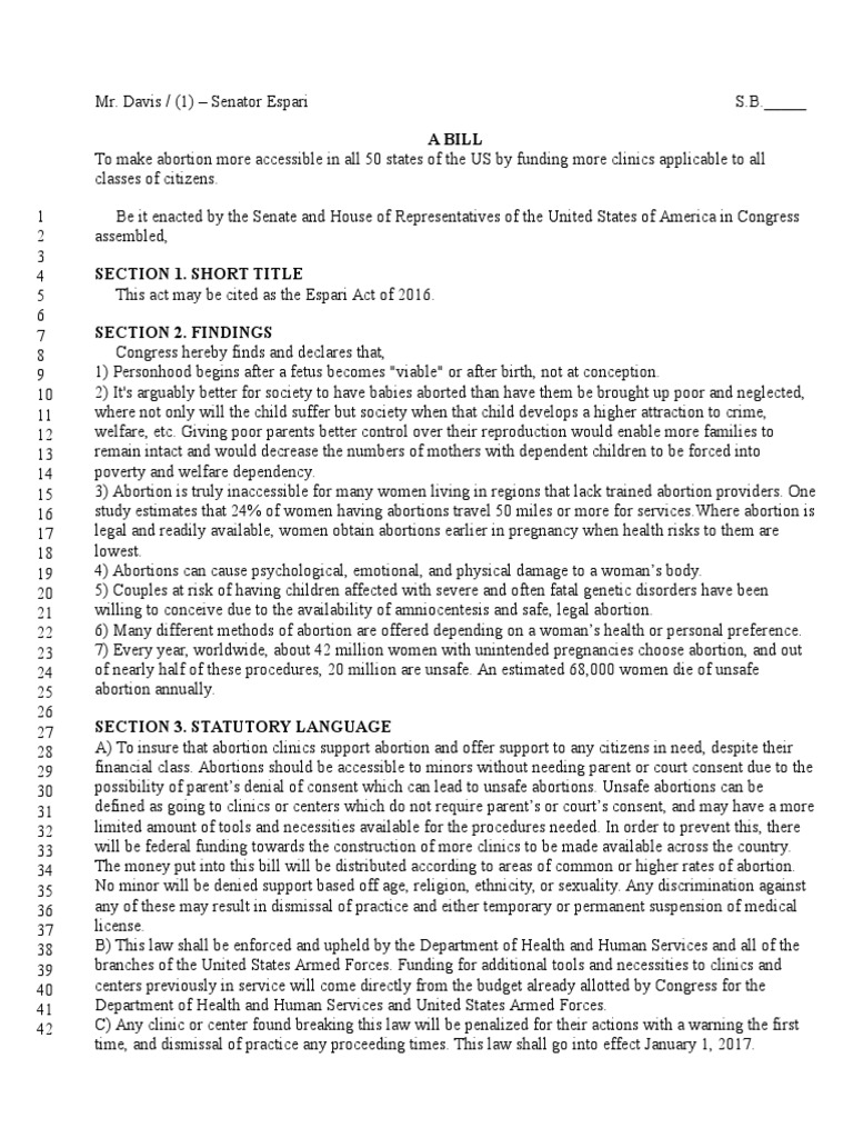 Bill | PDF | Abortion | Egalitarianism